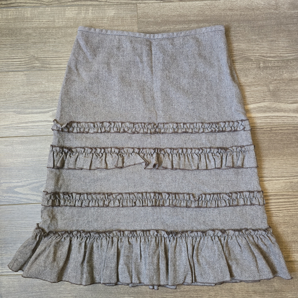 LOFT ANN TAYLOR Skirt Womens 8 Brown Wool Blend Lined Pencil Career Office Boho